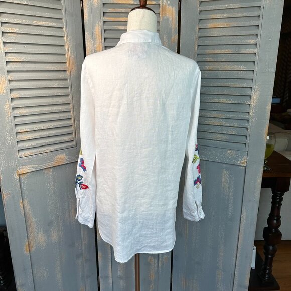 Johnny Was Gracey Linen Oversized Shirt White Sz S - Picture 11 of 15